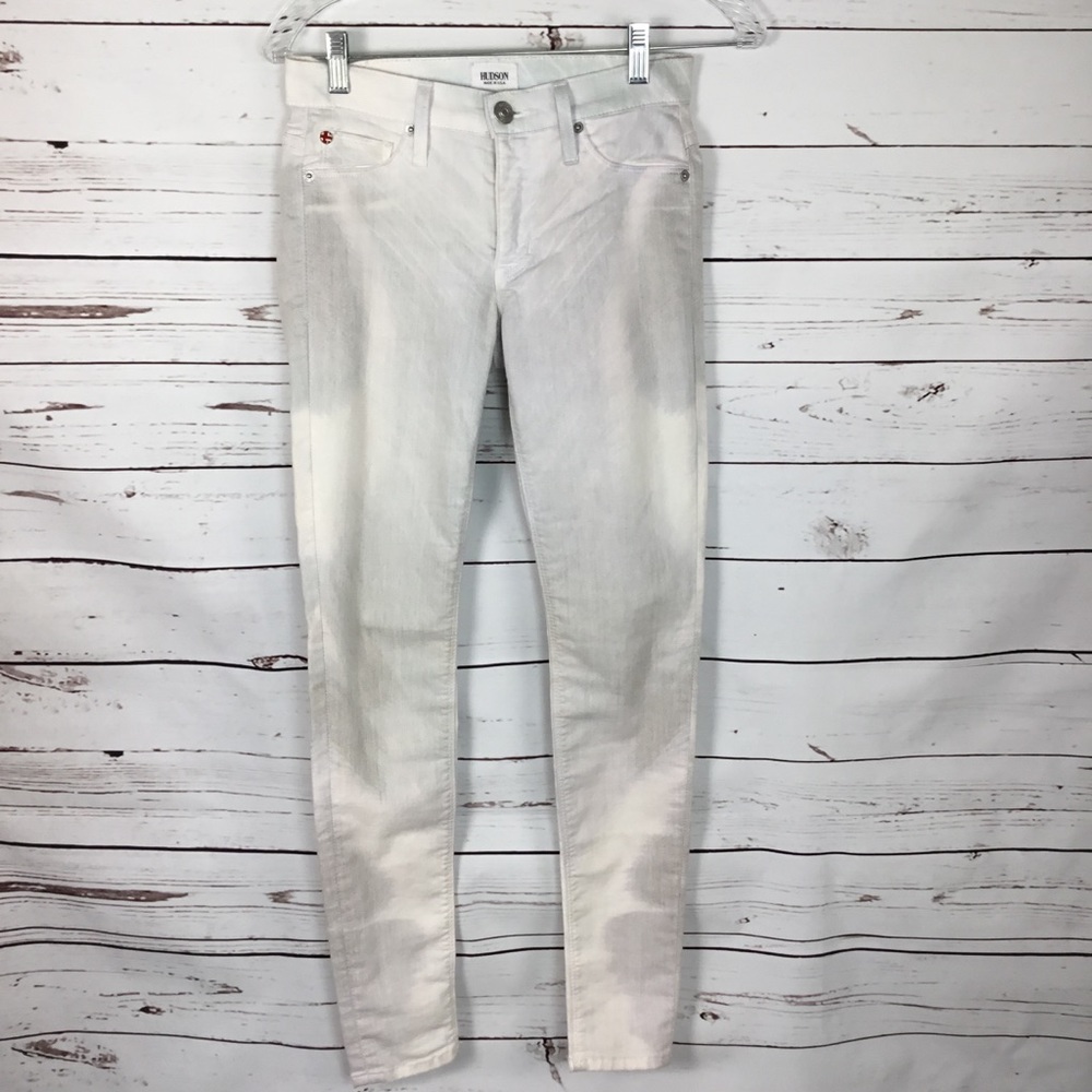 Hudson Nico MidRise Grey White‎ Super Skinny Jeans. Size 24